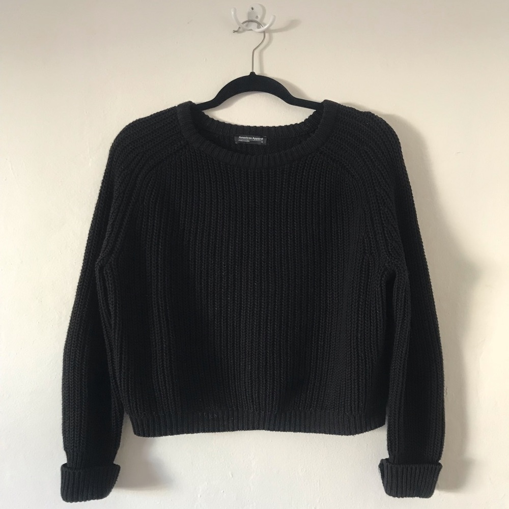 American Apparel Black Crop Fisherman Sweater
